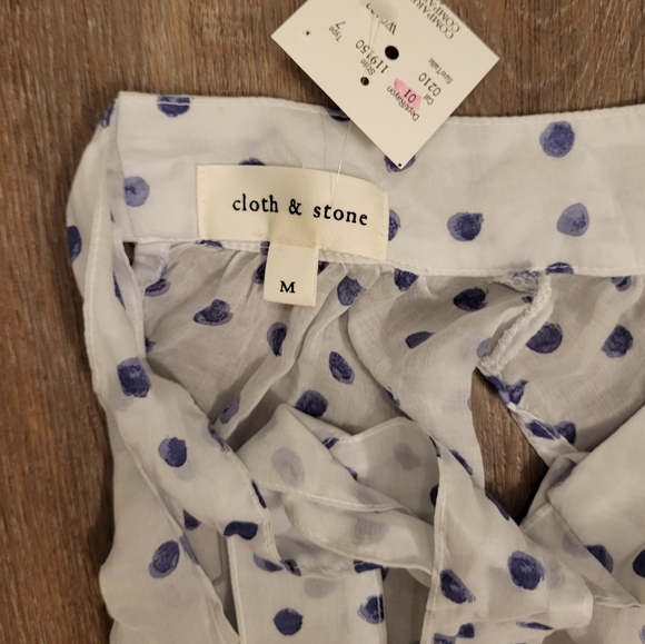 Anthropologie Cloth & Stone Halter Top Size Medium White & Blue - Picture 3 of 7